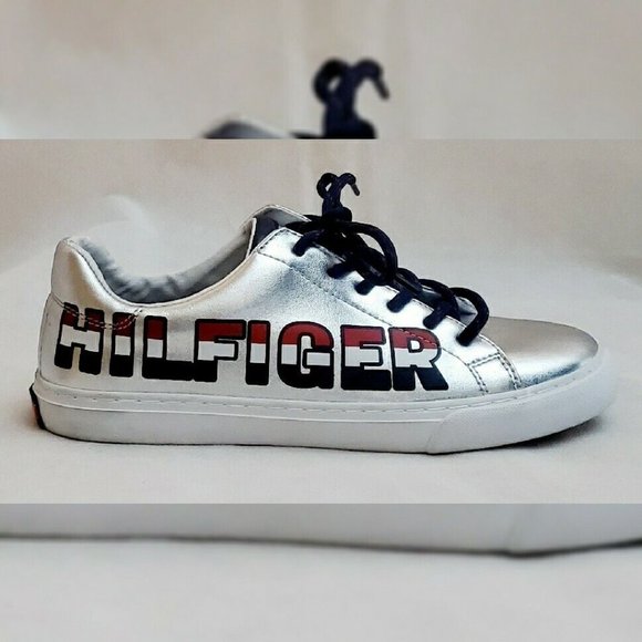 TOMMY HILFIGER AUTHENTIC LONI METALLIC LOGO TOMMY SNEAKERS WOMEN'S SIZE 8 - Picture 5 of 12